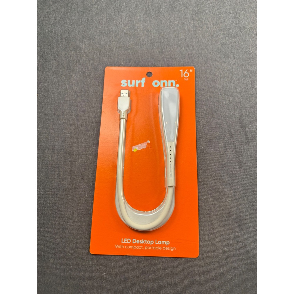 Surf Onn 16" LED Desktop‎ Lamp Flexible Neck USB Powered 3 Brightness White NEW